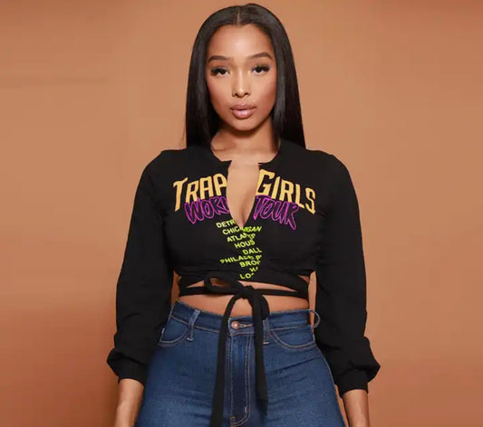 Trap Girls Blk Wrap Shirt