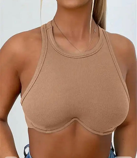 Under The Boob Tan Crop Top