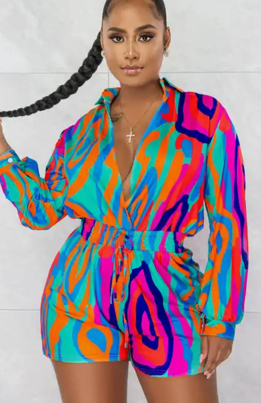 Tie Dye Long Sleeve Romper