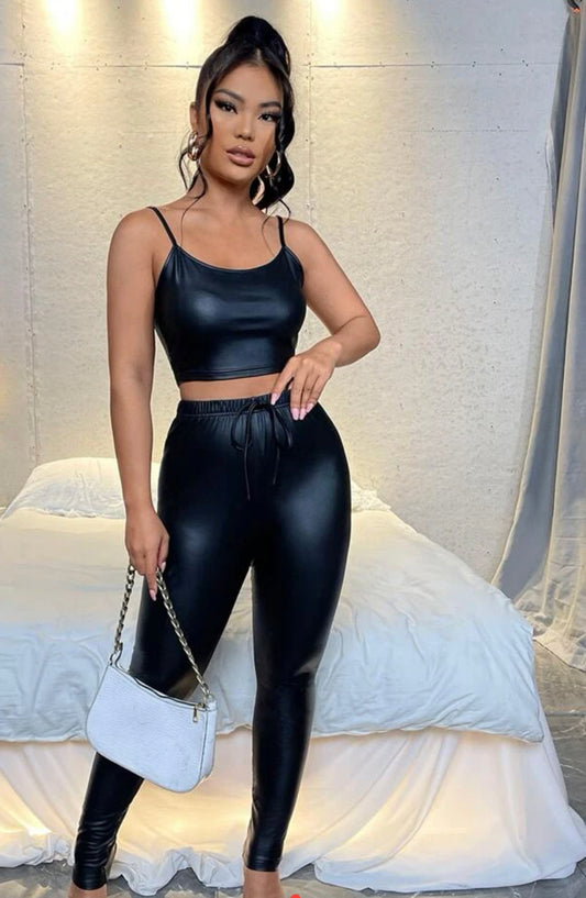 Black PU Leather Set (Pants)